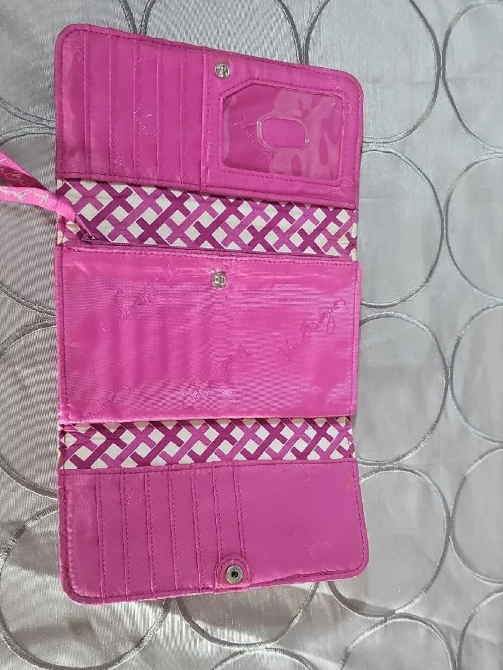 Vera Bradley Quilted Pink & Green Floral Snap Wallet